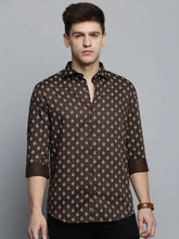 Men Green Printed Casual Shirt-BESTCOLOURPRINT-4129-Olive